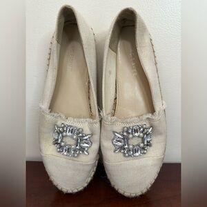Marc Fischer Women's Beige Espadrilles with Silver Embellishments size 8